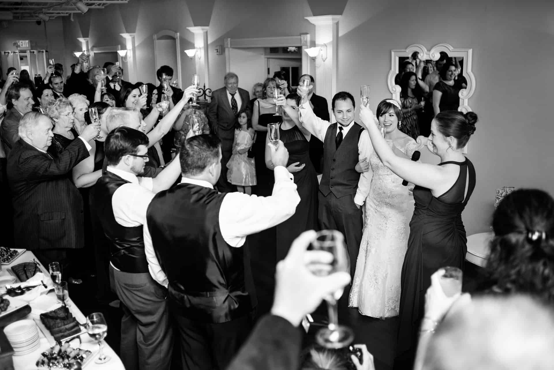 Guests dancing and celebrating at a wedding reception in St. Augustine.